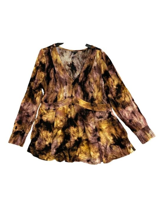 torrid Tops - Torrid Women's 1X  Tie-Dye Smocked Long Sleeve Blouse Multi-Color Top B1084